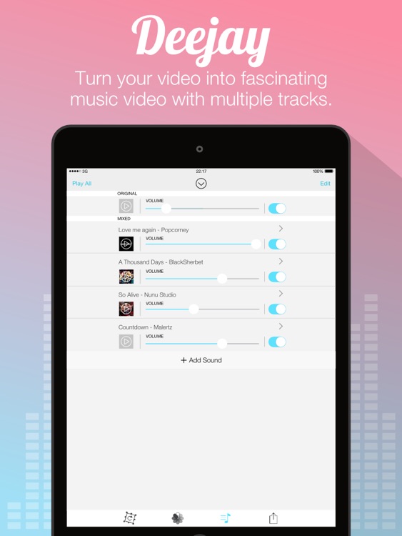 Video Sound for Instagram - Free Add Background Music to Video Clips and Share to Instagram Facebook Twitter for iPad Edition