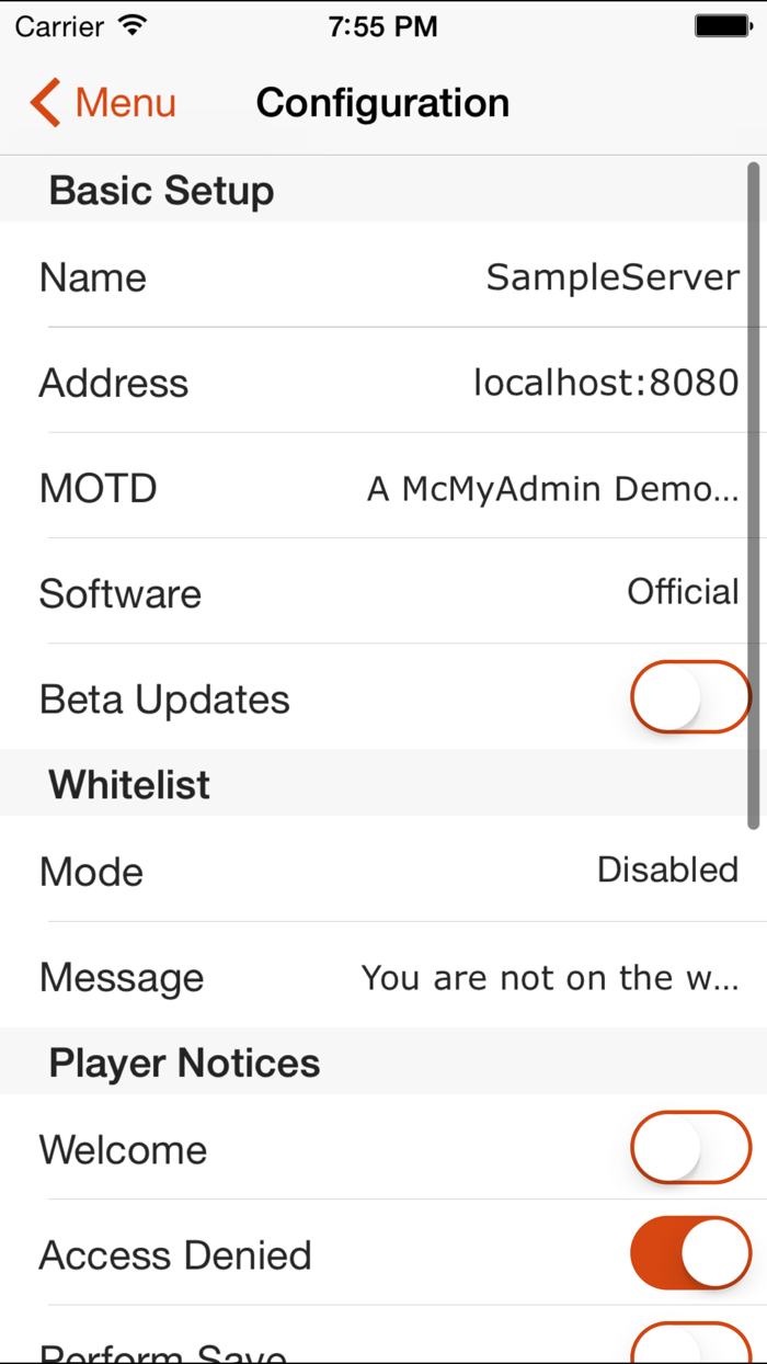 McMyAdmin Mobile for Minecraft Server Admins