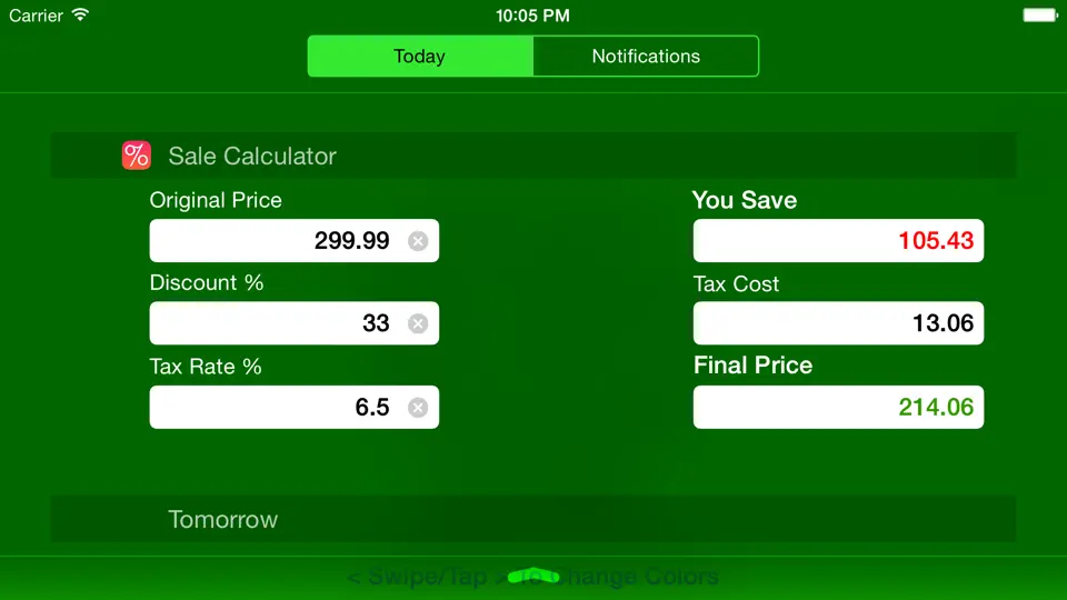 Captura de pantalla de Sale Calculator Price W/ Tax & Clearance Discounts en iPhone 5