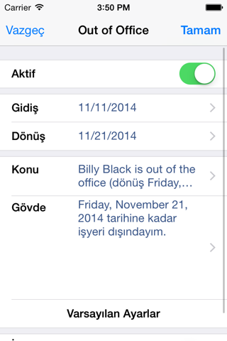 Out of Office (Lotus Notes) screenshot 2