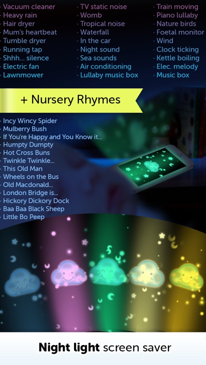 Baby White Noise generator + Nursery Rhymes music screenshot-3