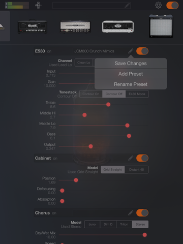 Screenshot #6 pour Amp ONE - Les amplis de guitare et d'un processeur d'effets basés sur la connexion du circuit de simulation et d'apprentissage de la machine
