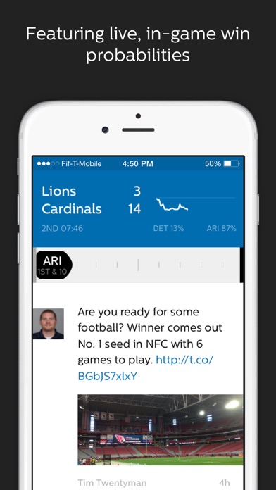 Fifty — The best way to follow pro football on gameday iPhone screenshot 2 - Sports app
