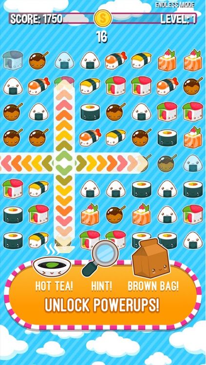 Kawaii Sushi Monster Busters - Line Match puzzle game