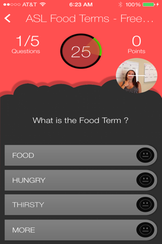 ASLAmericanSignLanguageQuizFood screenshot 2
