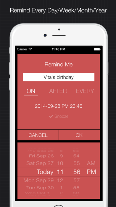 Screenshot #2 pour XReminder - simple & quick reminder to set alarm for important things