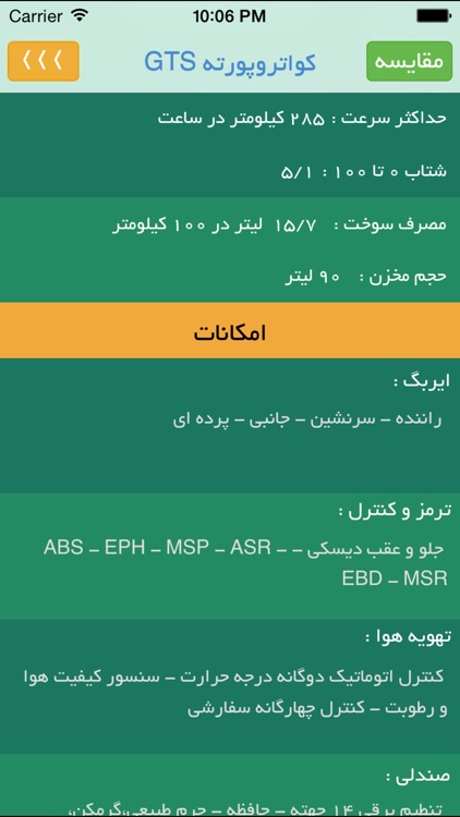 Iran Cars - مشخصات فنی خودروها