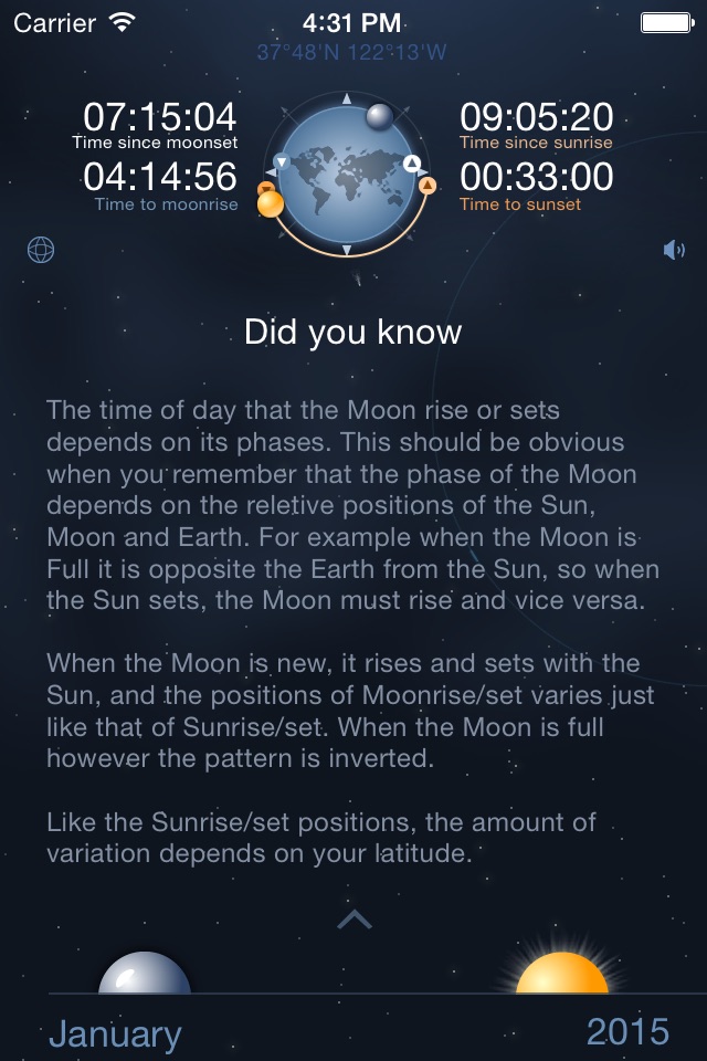 Raise and Set Times - Moonrise, moonset, sunrise, sunset times and compass screenshot 2