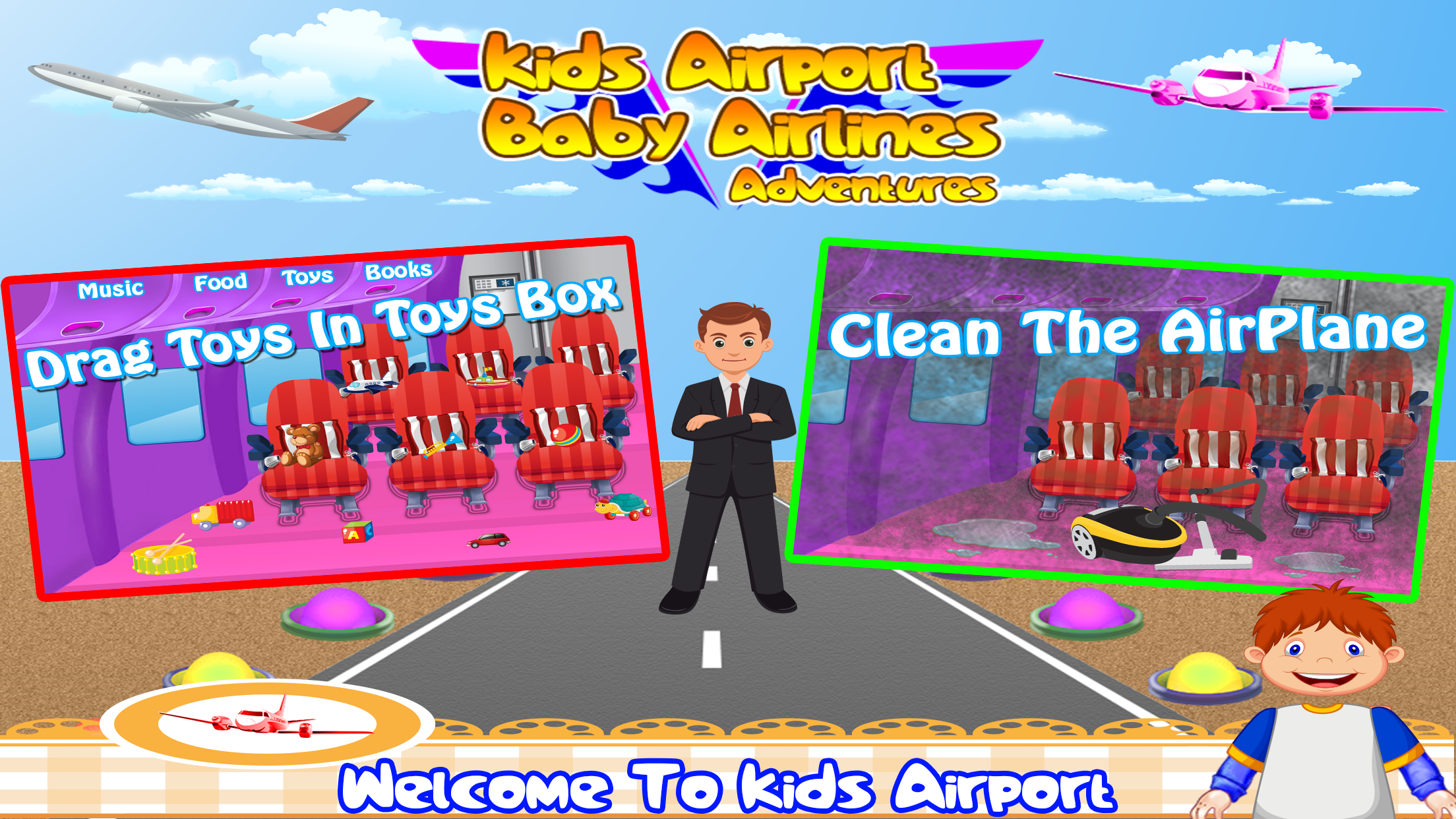 Kids airport baby Airlines adventures - little boys & girls games screenshot 3