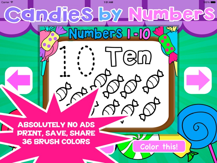 Candies and Numbers - Learn to Count Preschool Coloring Book screenshot-3