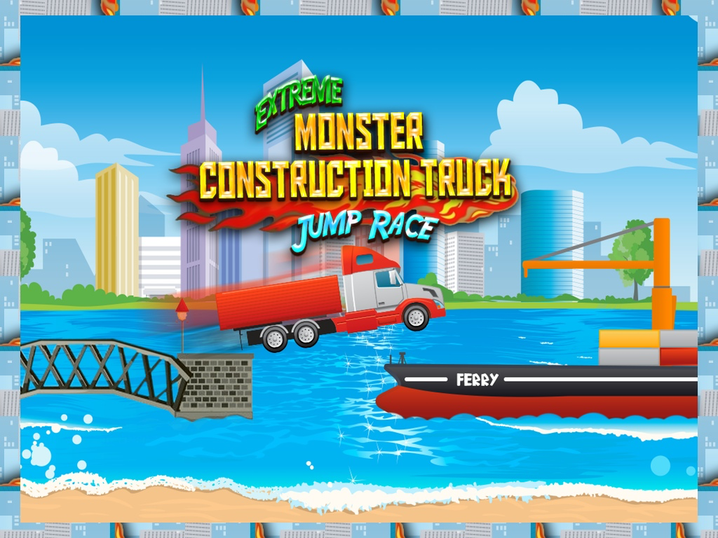 An Extreme Driving Monster Construction Truck Jump Race Simulator Game screenshot 5
