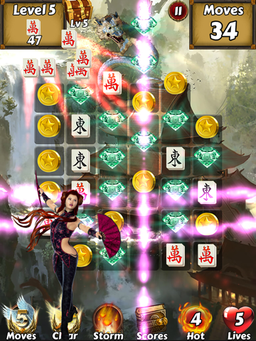 Screenshot #5 pour Mahjong Match Adventure World: tuiles anciennes Swipe & Switch bonbons chinois de recueillir tous les bijoux de diamants!