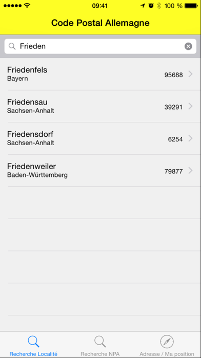 Screenshot #1 pour Code Postal Allemagne