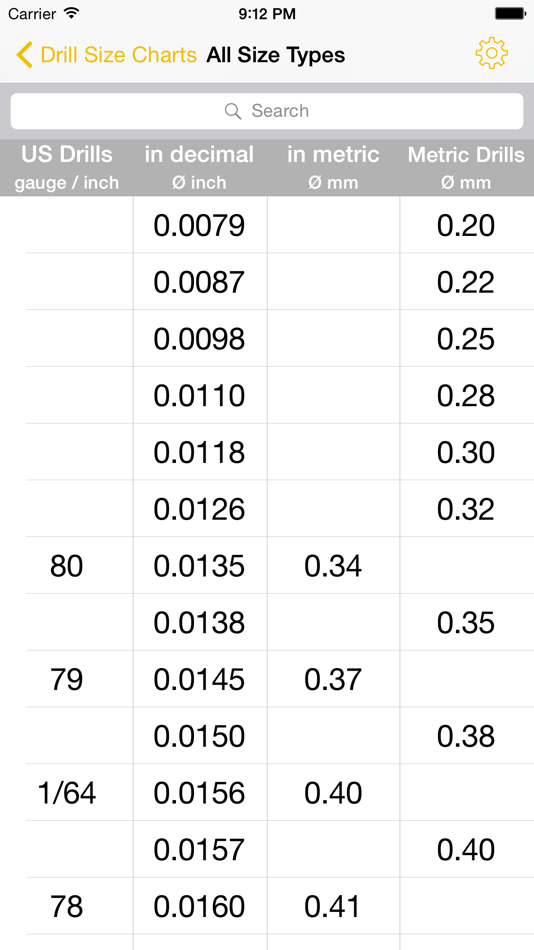 #2. Drill Size Charts - Drill bit size tables to show US Number / Letter and Fraction Inch sizes in Decimal Inch and Metric Conversions (iOS) بواسطة: Chewy Applications