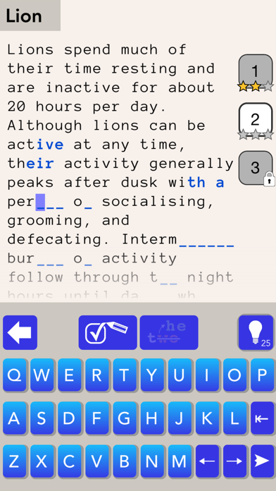 Screenshot #1 pour Mind the Gap – Guess Words in English Texts