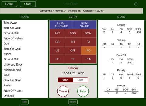 Stat Tap Lacrosse HD screenshot 3