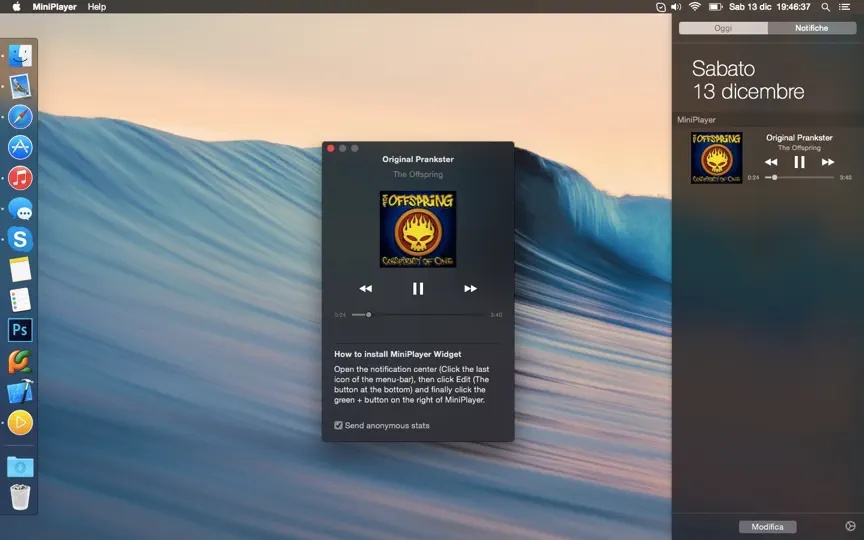 Скриншот MiniPlayer Widget на iPhone 2