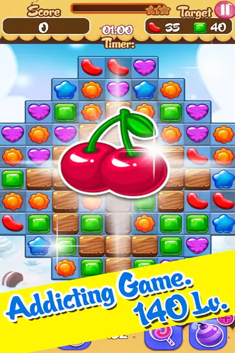 Gummy Fruit Sweet Deluxe Mania : Match 3 Free Game