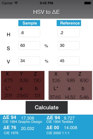 Delta E Multi Color Space Calc screenshot 2