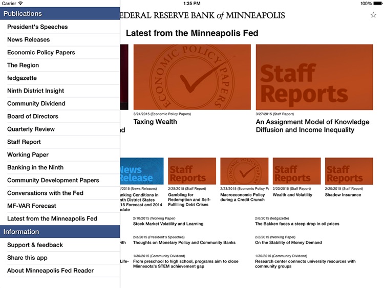 Minneapolis Fed Reader for iPad