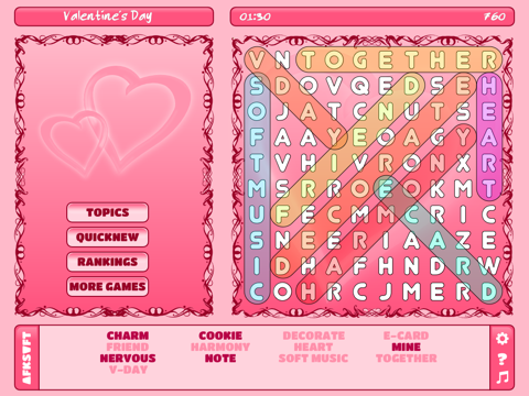 Screenshot #4 pour Valentine's Day Word Search HD