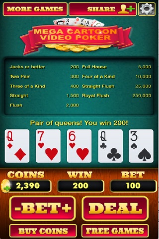 Mega Cartoon Video Poker screenshot 2