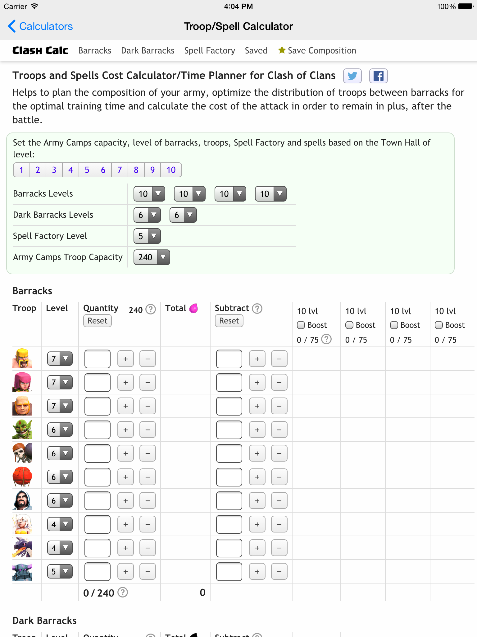 Calculators for Clash Of Clans - Video Guide, Strategies, Tactics and Tricks with Calculators