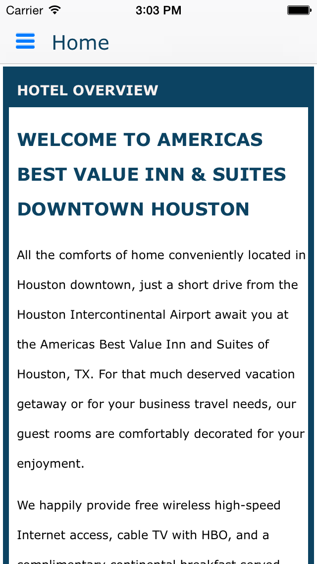 Americas Best Value Inn and Suites Downtown Houston iPhone screenshot 4 - Travel app