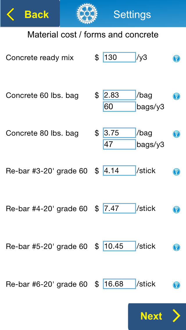 Screenshot #2 pour Concrete Foundation Estimator