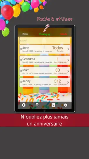 Capture d'écran de Anniversaire Rappel - Calendrier D'anniversaire & Compte à Rebours Avec Notifications sur iPhone 2