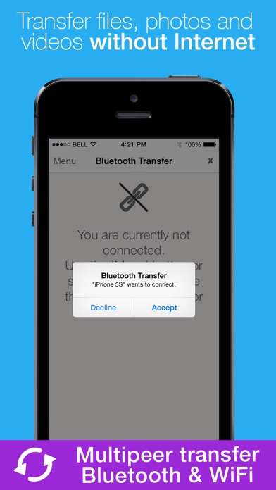 Bluetooth Transfer - Documents, photo and video sharing without Internet Screenshot 1