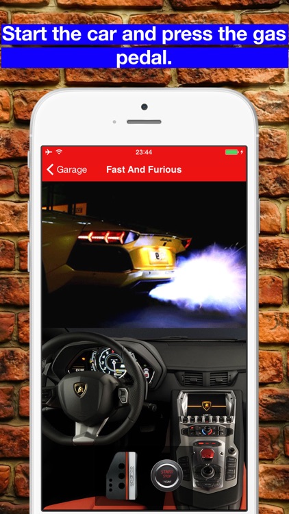 Garage: simulator exhaust sounds sports car.