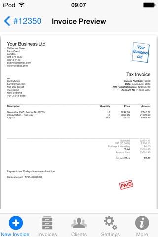 Easy Mobile Invoice App For iPhone & iPod Touch screenshot 4