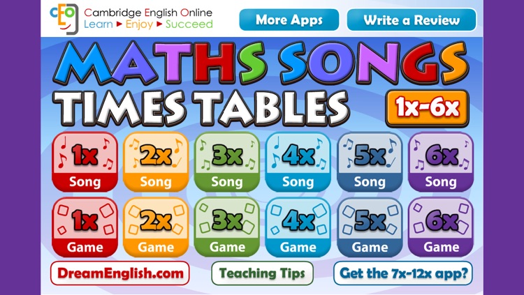 Maths Songs: Times Tables 1x ~ 6x