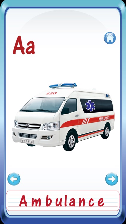Kids Vehicles ABC Alphabets Flash Cards
