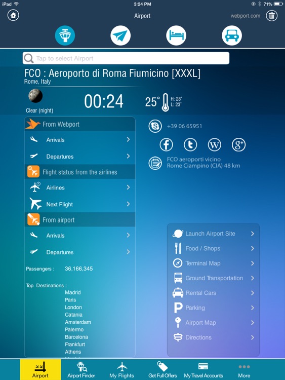 Rome Fiumicino Airport + Flight Tracker Premium HD Roma FCO
