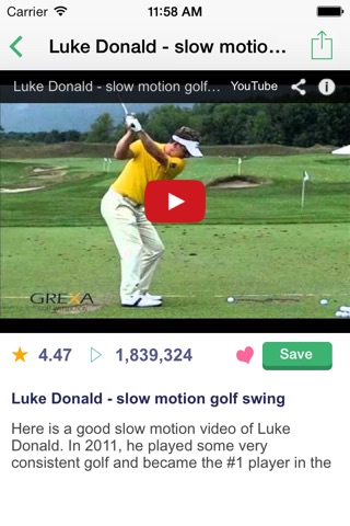 GolfTube : Golf Lesson videos and amazing golfer play movies viewer screenshot 4