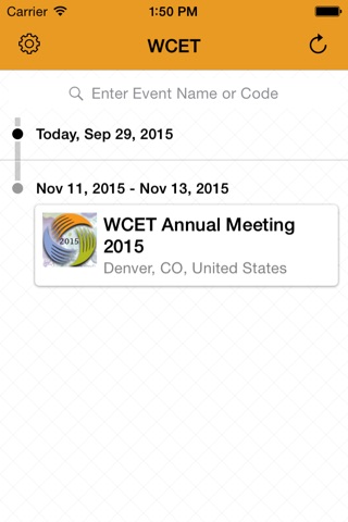 WCET Events app screenshot 2