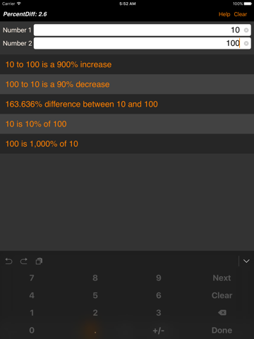 PercentDiff - the Shaolo Percent and Percentage Calculator iPad screenshot 2 - Productivity app