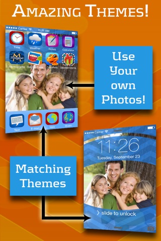 Theme Foundry FREE – EZ Lock Screen, Slide to Unlock, Color Dock, Dots & Status Bar Background Wallpaper Themes to use your own Photos! screenshot 2