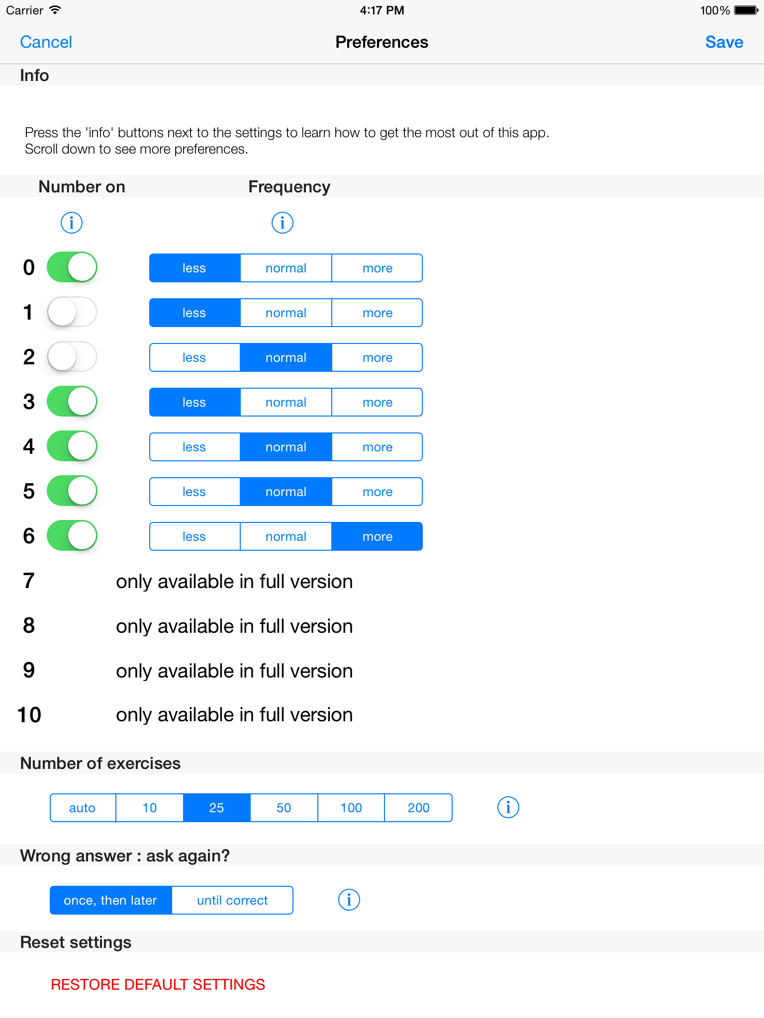 Splitting Numbers Lite