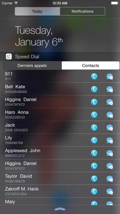 Screenshot #1 pour Speed Dial Widget - Appels et SMS dans le centre de notification
