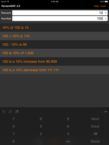 PercentDiff - the Shaolo Percent and Percentage Calculator iPad screenshot 4 - Productivity app
