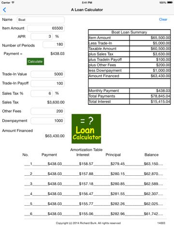 A Loan Calculator for iPad screenshot 2