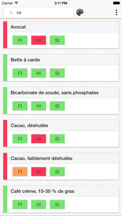 Screenshot #3 pour ALL i CAN EAT - liste d'intolérance alimentaires de lactose, fructose, histamine, gluten, sorbitol et acide salicylique