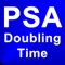 PSA doubling time is calculated using the natural log of 2 divided by the slope of the linear regression