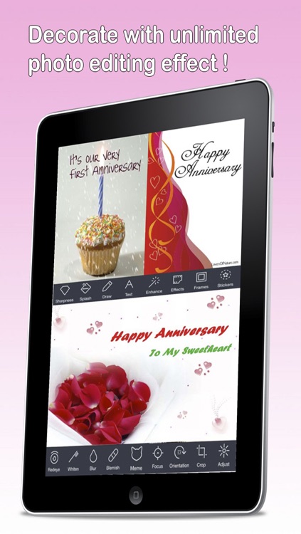 The Ultimate Anniversary eCards with Photo Editor.Customize and send anniversary eCards with text and voice greeting messages