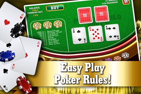 Monte Carlo Poker FREE - VIP High Rank 5 Card Casino Game screenshot 2