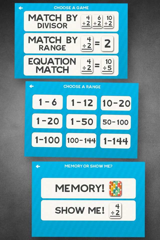 Division Flashcard Match Games for Kids in 2nd, 3rd and 4th Grade Learning Flash Cards Free screenshot 3