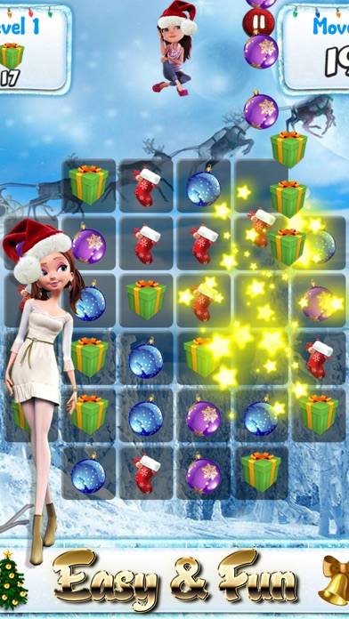 Screenshot #1 pour Santa Games and Puzzles - Swipe yummy candy to make it collect jewels for Christmas HD